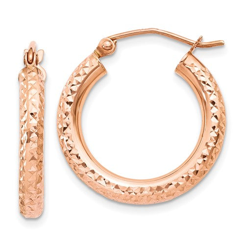 14k-rose-gold-3mm-diamond-cut-hoop-SolomonJeweler-Wichita-KS-CustomJewelry