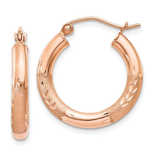 14k-rose-gold-3mm-satin-and-diamond-cut-hoop-earrings-SolomonJeweler-Wichita-KS-CustomJewelry