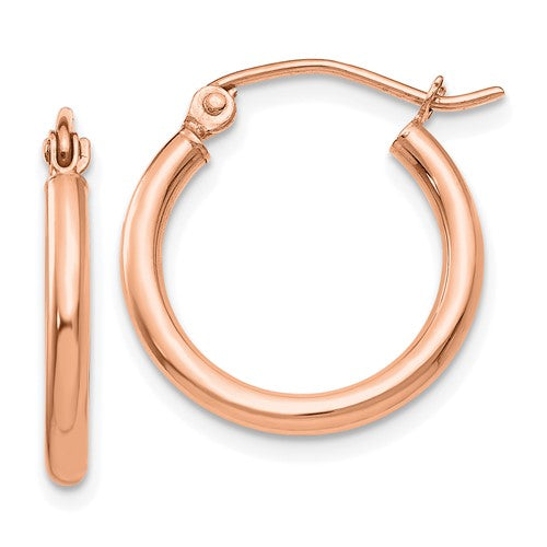 14k-rose-gold-polished-2x17-5mm-lightweight-tube-hoop-earrings-SolomonJeweler-Wichita-KS-CustomJewelry