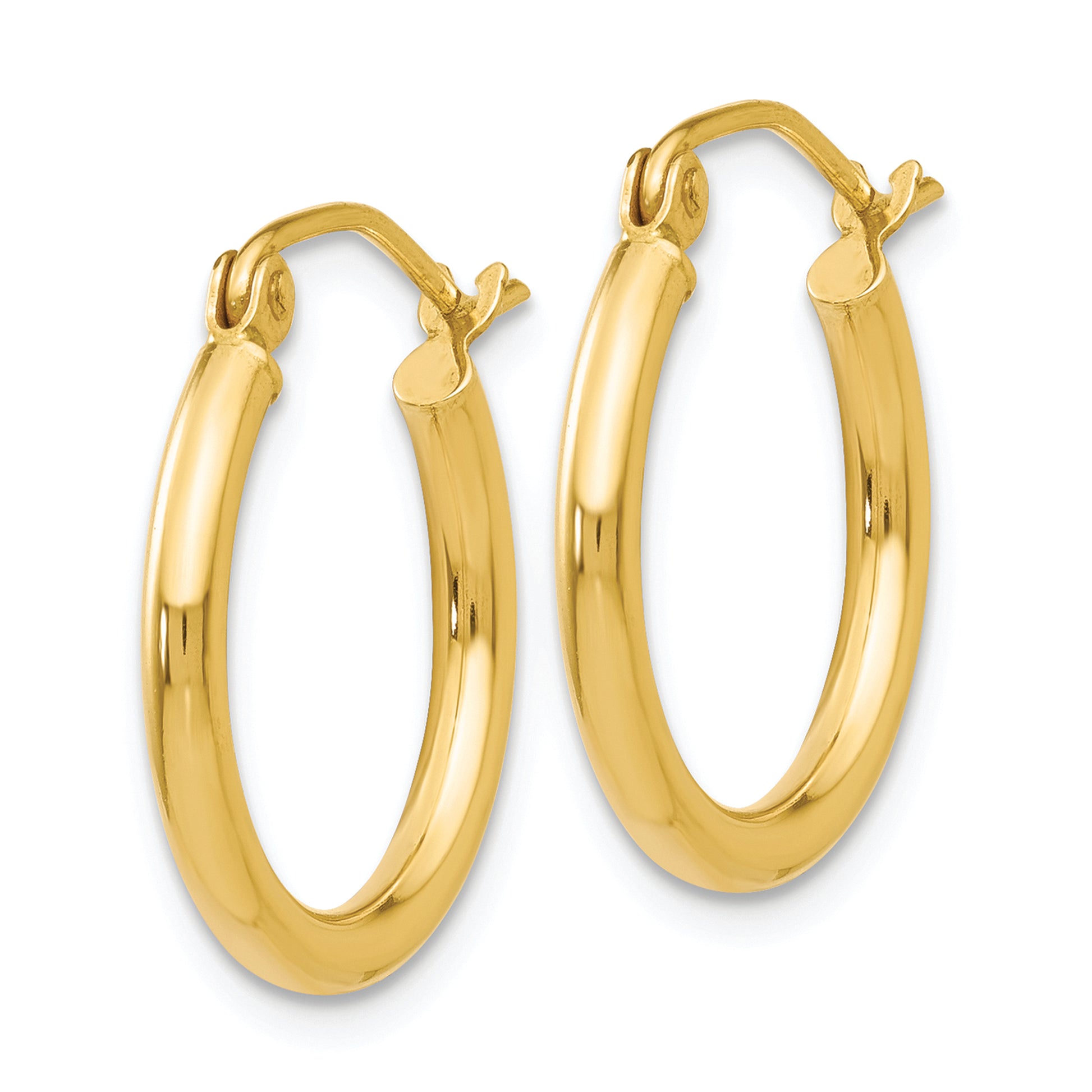 14k Polished 2x17.5mm Tube Hoop Earrings - Solomon Jewelers