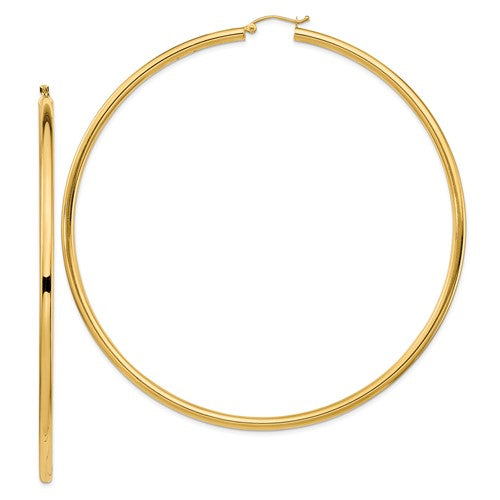 14k-polished-3x90mm-lightweight-tube-hoop-earrings-SolomonJeweler-Wichita-KS-CustomJewelry
