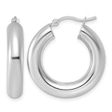 14k-white-gold-polished-5mm-x-25mm-tube-hoop-earrings-SolomonJeweler-Wichita-KS-CustomJewelry
