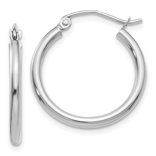 14k-white-gold-polished-2x20mm-tube-hoop-earrings-SolomonJeweler-Wichita-KS-CustomJewelry