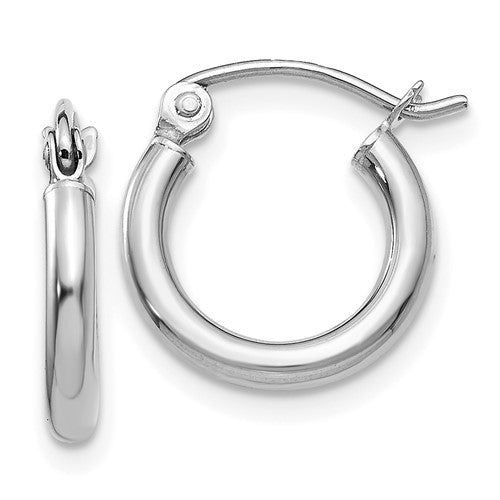 14k-white-gold-polished-2x12mm-tube-hoop-earrings-SolomonJeweler-Wichita-KS-CustomJewelry