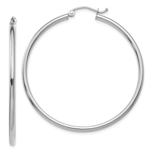 14k-white-gold-polished-2x45mm-lightweight-tube-hoop-earrings-SolomonJeweler-Wichita-KS-CustomJewelry