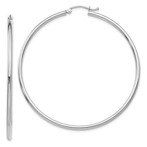14k-white-gold-polished-2x55mm-tube-hoop-earrings-SolomonJeweler-Wichita-KS-CustomJewelry