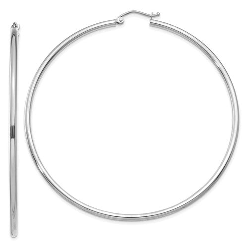 14k-white-gold-polished-2x65mm-lightweight-tube-hoop-earrings-SolomonJeweler-Wichita-KS-CustomJewelry