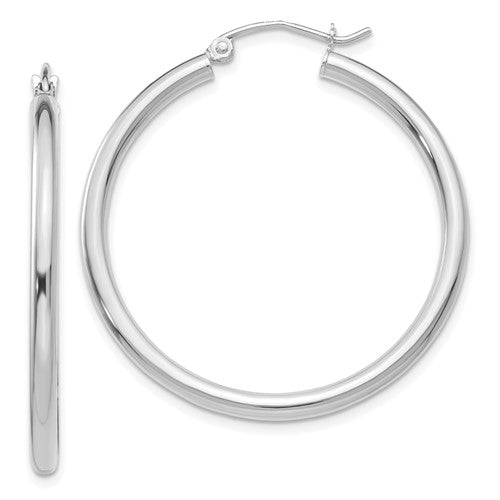 14k-white-gold-polished-2-5mm-lightweight-tube-hoop-earrings-SolomonJeweler-Wichita-KS-CustomJewelry