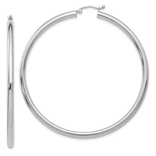 14k-white-gold-polished-3mm-lightweight-tube-hoop-earrings-SolomonJeweler-Wichita-KS-CustomJewelry