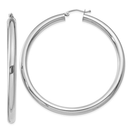 14k-white-gold-polished-4mm-lightweight-tube-hoop-earrings-SolomonJeweler-Wichita-KS-CustomJewelry