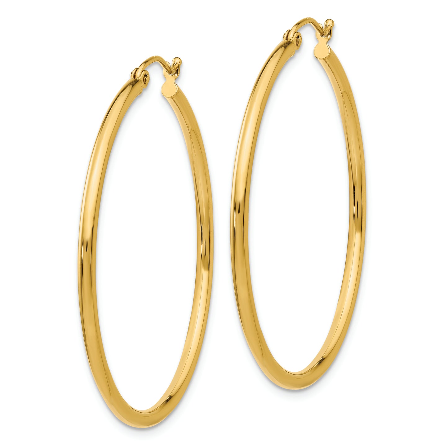 14k Polished 2x40mm Lightweight Tube Hoop Earrings - Solomon Jewelers