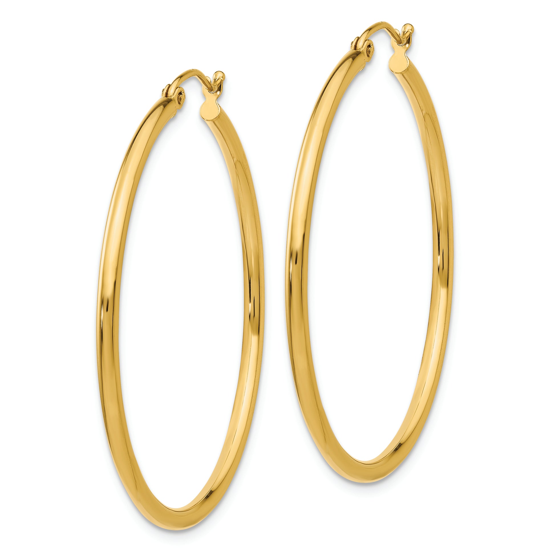 14k Polished 2x40mm Lightweight Tube Hoop Earrings - Solomon Jewelers