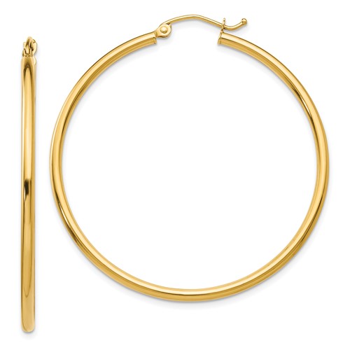 14k-polished-2x45mm-lightweight-tube-hoop-earrings-SolomonJeweler-Wichita-KS-CustomJewelry