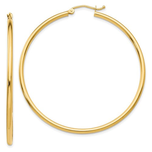 14k-polished-2x50mm-lightweight-tube-hoop-earrings-SolomonJeweler-Wichita-KS-CustomJewelry