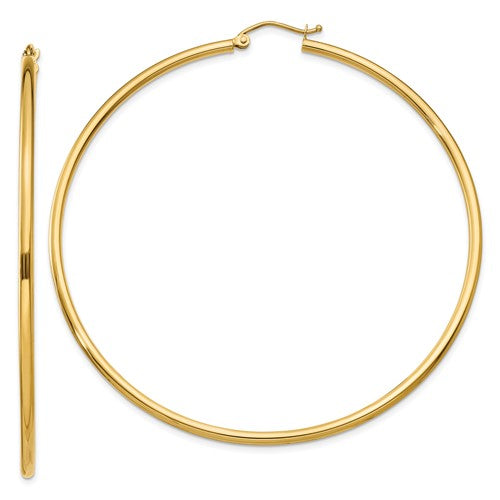 14k-polished-2x65mm-lightweight-tube-hoop-earrings-SolomonJeweler-Wichita-KS-CustomJewelry