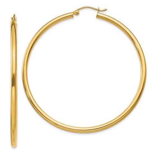14k-polished-2-5mm-lightweight-tube-hoop-earrings-SolomonJeweler-Wichita-KS-CustomJewelry