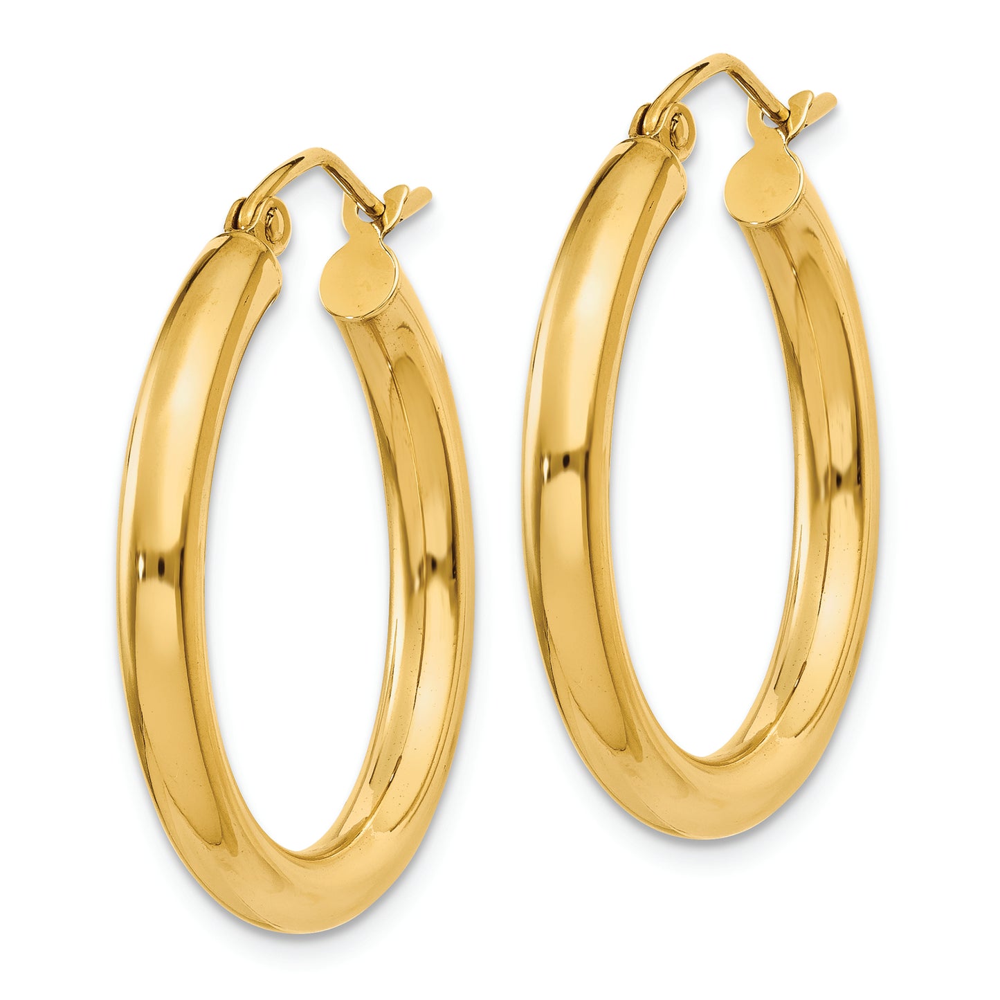 14k Polished 3mm Tube Hoop Earrings - Solomon Jewelers