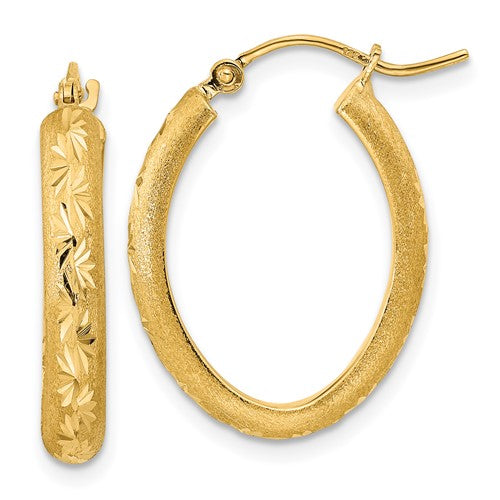 14k-polished-and-satin-diamond-cut-oval-hoop-earrings-SolomonJeweler-Wichita-KS-CustomJewelry
