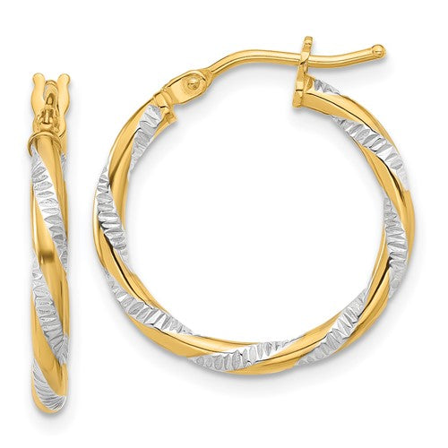 14k-and-white-rhodium-polished-diamond-cut-hoop-earrings-SolomonJeweler-Wichita-KS-CustomJewelry