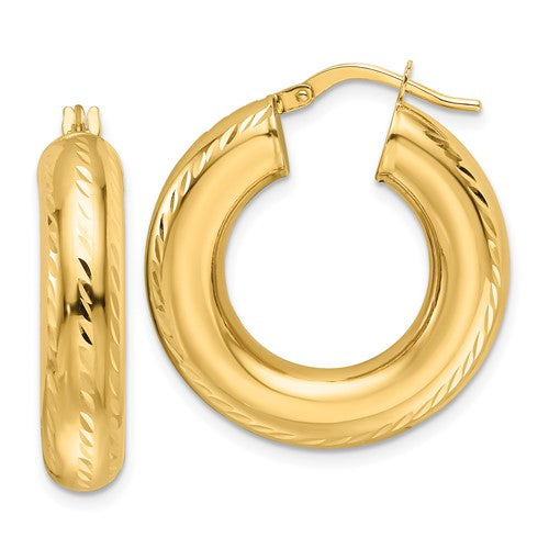 14k-polished-diamond-cut-6mm-hollow-round-hoop-earrings-SolomonJeweler-Wichita-KS-CustomJewelry