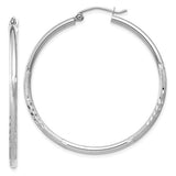 14k-white-gold-satin-and-diamond-cut-2mm-round-hoop-earrings-SolomonJeweler-Wichita-KS-CustomJewelry