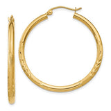 14k-satin-diamond-cut-2-5mm-round-hoop-earrings-SolomonJeweler-Wichita-KS-CustomJewelry