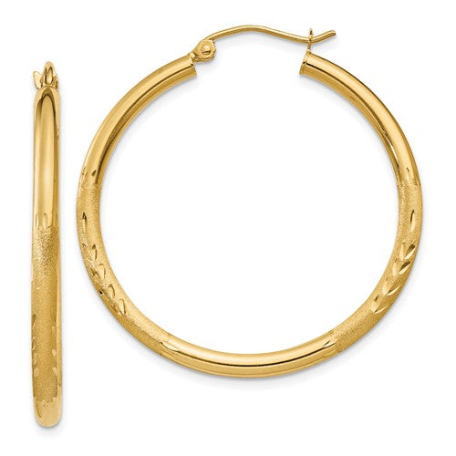 14k-satin-diamond-cut-2-5mm-round-hoop-earrings-SolomonJeweler-Wichita-KS-CustomJewelry