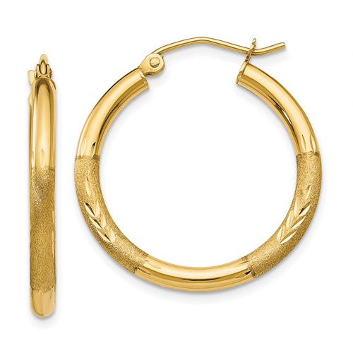 14k-satin-and-diamond-cut-2-5mm-round-hoop-earrings-SolomonJeweler-Wichita-KS-CustomJewelry