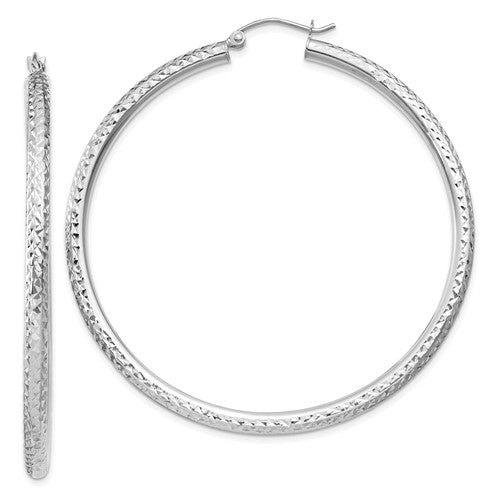 14k-white-gold-diamond-cut-3mm-round-hoop-earrings-SolomonJeweler-Wichita-KS-CustomJewelry