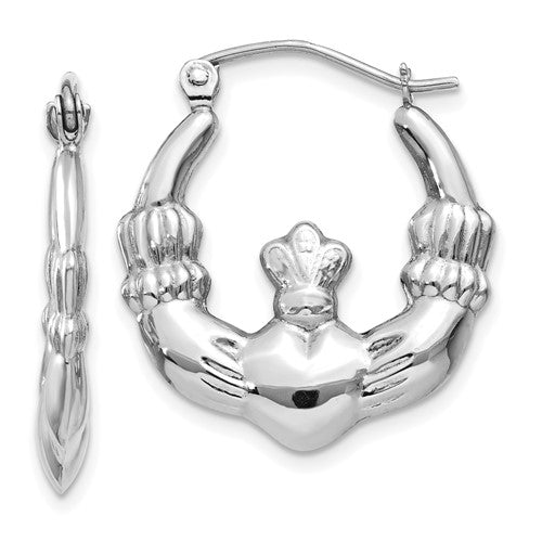 14k-white-gold-claddagh-hoop-earrings-SolomonJeweler-Wichita-KS-CustomJewelry