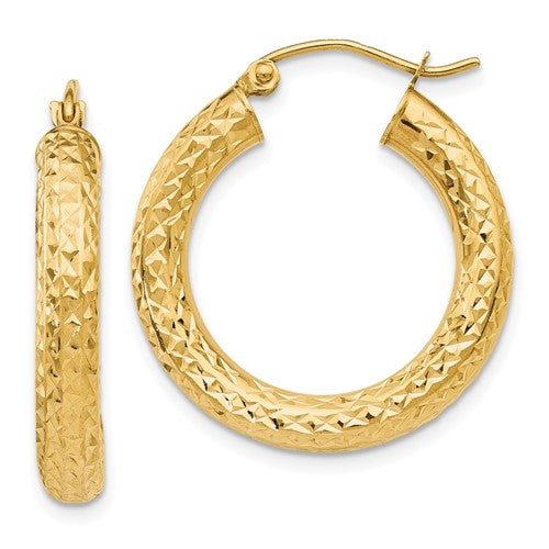 14k-diamond-cut-4mm-round-hoop-earrings-SolomonJeweler-Wichita-KS-CustomJewelry