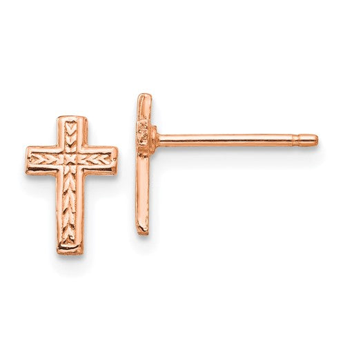 14k-rose-gold-polished-cross-post-earrings-SolomonJeweler-Wichita-KS-CustomJewelry