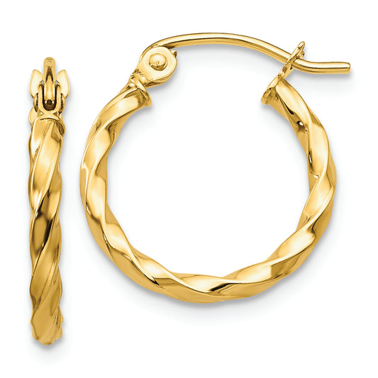 14k Twist Polished Hoop Earring - Solomon Jewelers