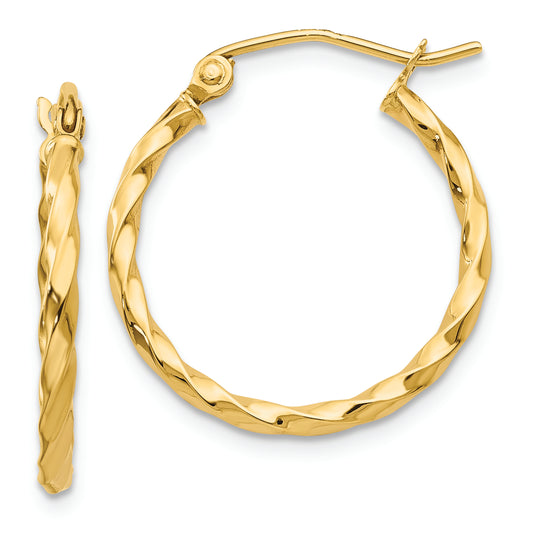 14k Twist Polished Hoop Earring - Solomon Jewelers