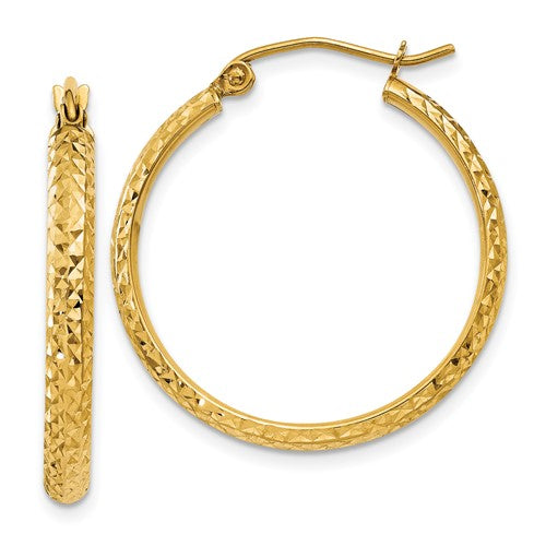 14k-diamond-cut-2-8x25mm-hollow-hoop-earrings-SolomonJeweler-Wichita-KS-CustomJewelry