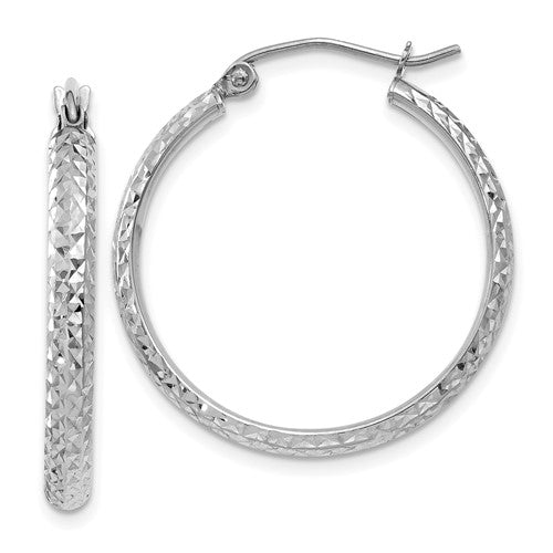 14k-white-gold-diamond-cut-2-8x25mm-hollow-hoop-earrings-SolomonJeweler-Wichita-KS-CustomJewelry