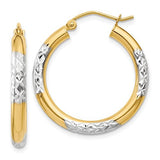 14k-and-rhodium-diamond-cut-3x25mm-hoop-earrings-SolomonJeweler-Wichita-KS-CustomJewelry