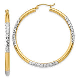 14k-and-rhodium-diamond-cut-3x45mm-hoop-earrings-SolomonJeweler-Wichita-KS-CustomJewelry