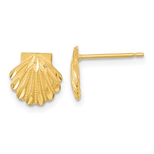 14k-satin-diamond-cut-seashell-post-earrings-SolomonJeweler-Wichita-KS-CustomJewelry