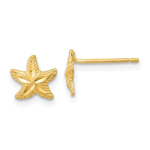 14k-polished-diamond-cut-starfish-post-earrings-SolomonJeweler-Wichita-KS-CustomJewelry