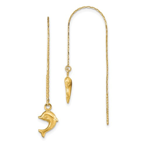 14k-polished-dolphins-threader-earrings-SolomonJeweler-Wichita-KS-CustomJewelry