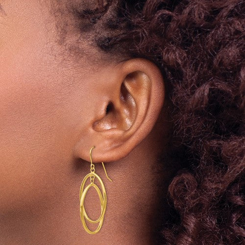 14k-polished-double-circle-dangle-wire-earrings-SolomonJeweler-Wichita-KS-CustomJewelry