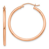 14k-rose-gold-polished-2mm-lightweight-tube-hoop-earrings-SolomonJeweler-Wichita-KS-CustomJewelry