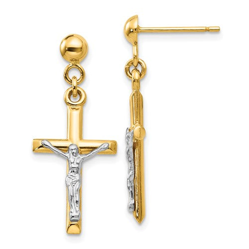 14k-two-tone-hollow-crucifix-earrings-SolomonJeweler-Wichita-KS-CustomJewelry