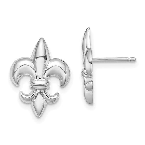 14k-white-gold-small-fleur-de-lis-post-earrings-SolomonJeweler-Wichita-KS-CustomJewelry