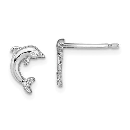 14k-white-gold-mini-jumping-dolphin-post-earrings-SolomonJeweler-Wichita-KS-CustomJewelry