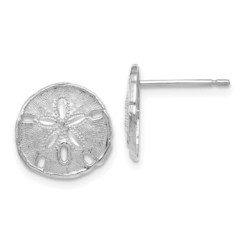 14k-white-gold-sand-dollar-post-earrings-SolomonJeweler-Wichita-KS-CustomJewelry