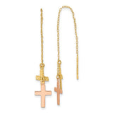 14k-yellow-rose-d-c-polished-crosses-threader-earrings-SolomonJeweler-Wichita-KS-CustomJewelry