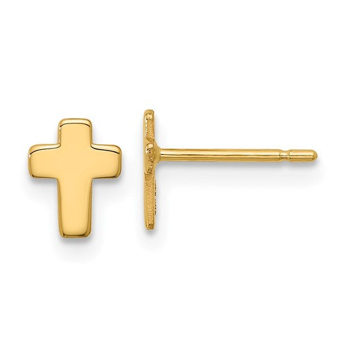14k-gold-polished-cross-post-earrings-SolomonJeweler-Wichita-KS-CustomJewelry