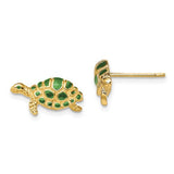 14k-green-enamel-turtle-post-earrings-SolomonJeweler-Wichita-KS-CustomJewelry